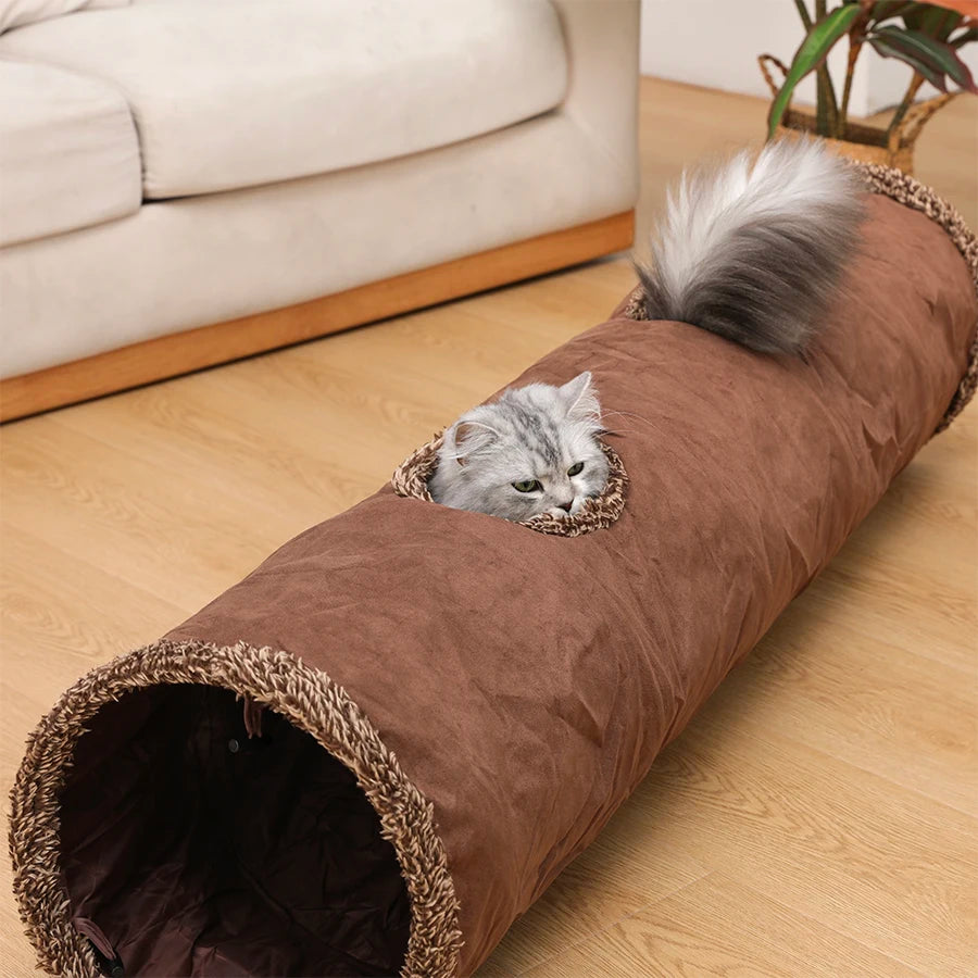 SilkenTail Suede Collapsible Cat Tunnel